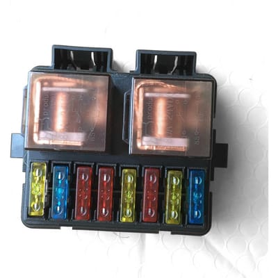 Circuit 12V 2-weg relais zekeringkasthouderset met 8 bladen voor auto auto boot vrachtwagen black