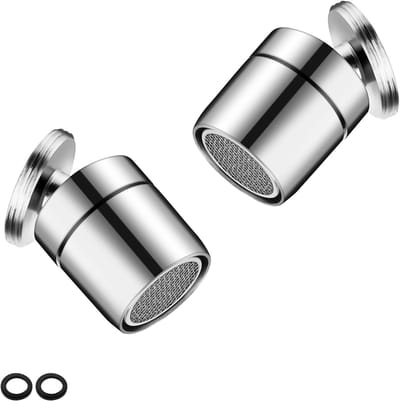 Draaibare waterbeluchter, 2 stuks, zilverkleurig, roestvrij staal, waterbesparend, keukenspoelbakkraan, waterbesparend, geschikt voor gezinnen, hotels, openbare instellingen
