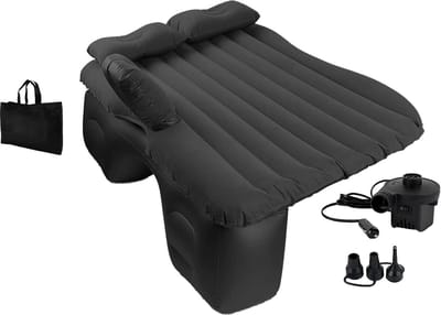 Opblaasbaar Matras - Auto Luchtbed - Comfortabel Reizen - Inclusief 12V Pomp - 145 x 80 cm - Zwart