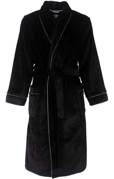 Paul Hopkins Heren Badjas - Fleece - Zwart - Maat M