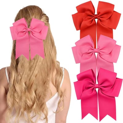 VT Goods - Strik Haarclip - Satijnen Haarstrik - Schattige Accessoires - Rood Roze Roos - Haarspeld voor Vrouwen Meisjes - 3 Stuks