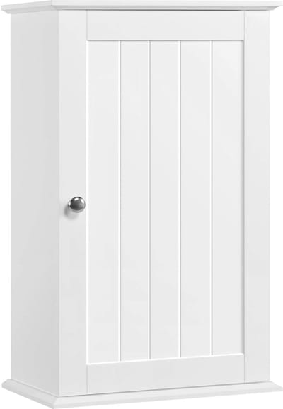 Yaheetech wandkast, wandkast met één deur, badkamerkast, keukenkast, medicijnkastje in wit, 35 x 20,7 x 55 cm
