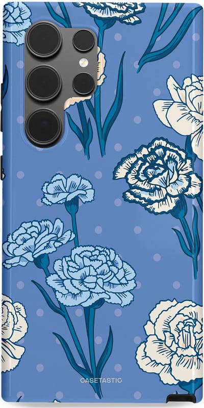 Casetastic hoesje geschikt voor Samsung Galaxy S24 Ultra - Dubbellaagse bescherming - Anjer melange - Fashion Case - Lavendel Petrol Zilver