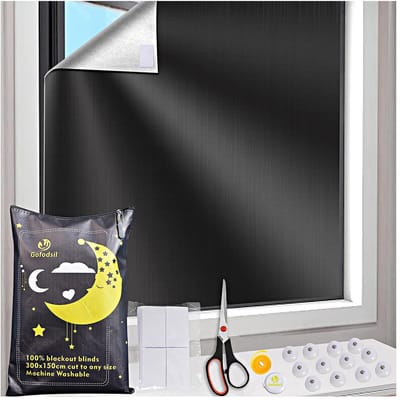 Dailygoods- Verduisteringsgordijnen 300 x 150 cm - Draagbaar - 12 Zuignappen - 20 Klittenbandsluitingen - 100% Schaduw - Ideaal voor Slaapkamer/Kinderkamer - Blackout Curtains