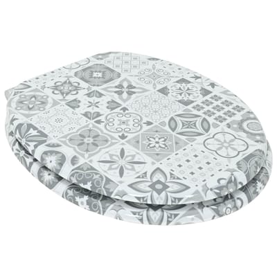 vidaXL - Zacht-sluit - toiletzitting - 2 - st - Blauw - en - Wit - Porselein - MDF - bord