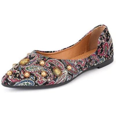 Dames Schoenen met Platte Zool en Puntige Neus Dames Borduurwerk Print Luipaardprint Laag Uitgesneden Antislip Zachte Comfortabele Schoenen Schoenen 40 zwart