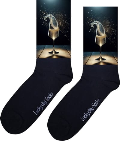 Champagne glas - Verjaardags cadeau - Grappige sokken - Print sokken - Leuke sokken voor heren en dames - Moederdag - Vaderdag - Cadeau voor hem en haar - Kerstcadeau - vrolijke sokken - Valentijns cadeau - Socks waar je Happy van wordt - Maat 37-44