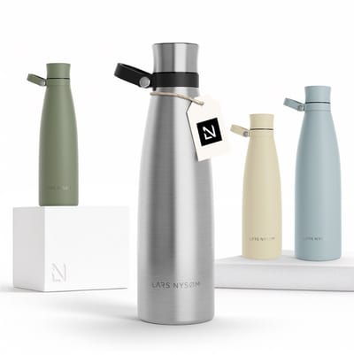 LARS NYSØM Nåde Roestvrijstalen drinkfles 750ml - BPA-vrije geïsoleerde waterfles 0,75 Liter (Stainless Steel)