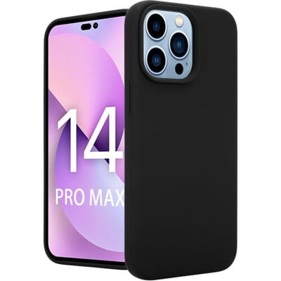 Coverzs telefoonhoesje geschikt voor Luxe Liquid Silicone case iPhone 14 Pro Max (zwart) - optimale bescherming - siliconen hoesje - zwart