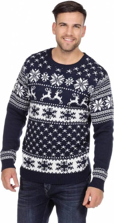 Kersttrui blauw met rendieren Classic - Maat S