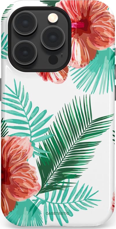 Casetastic Hoesje Geschikt voor Apple iPhone 15 Pro Magsafe - Stijlvolle Beschermende Duo-layer Case - Exotisch Roze Flora