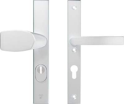 AXA Veiligheidsbeslag (Edge Plus) Smal Aluminium glad: bedienbare Knop-Kruk (model Wing-Blok) PC72 met kerntrekbeveiliging SKG***