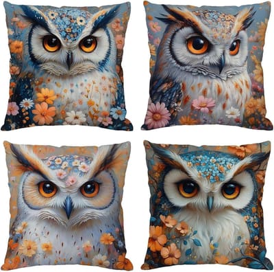 Kussenslopen Set - Decoratieve Hoezen - Buiten Decoratie - Dubbelzijdig Patroon - 4 Stuks - Blauw
