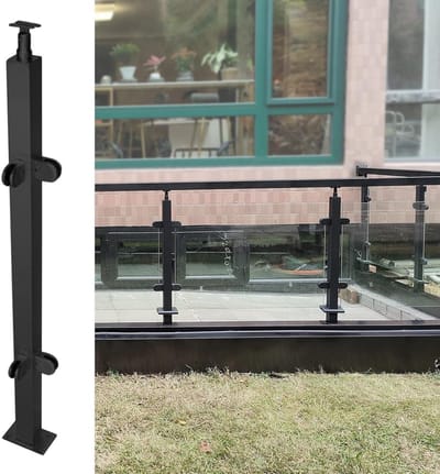 Glazen balustrade paal - RVS reling - Veilig omheinen - Eenvoudige installatie - 145 cm - Grijs