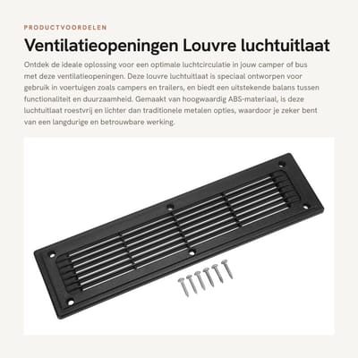 Dailygoods- Ventilatiepaneel 300x80mm - Ventilatie - Luchtuitlaat - Schroefmontage - Duurzaam ABS - Rechthoekig ontwerp - Ventilatierooster
