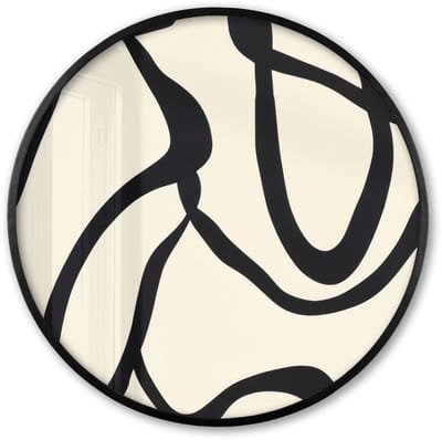 Poster in lijst Rond - Fotolijst 60x60 cm - Posters - Abstract - Lijnen - Modern - Beige - Ronde posterlijst zwart - Decoratie - Wanddecoratie woonkamer - Muurdecoratie slaapkamer