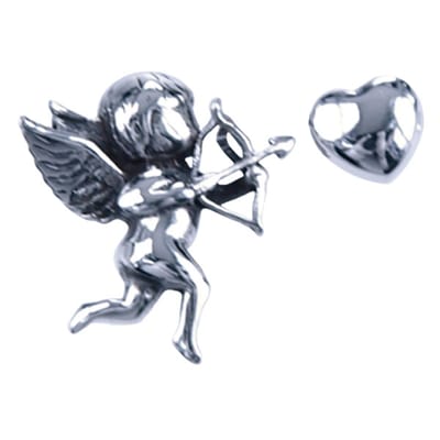 Zilveren Cupido ketting hanger - los hart