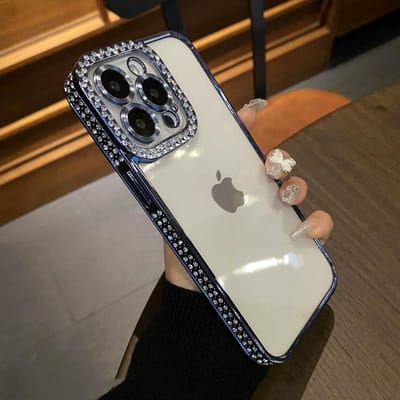 Luxe Diamant Glitter Transparant Zacht Hoesje Voor iPhone 11 12 13 14 1516 Pro Max Plus Bling Mode Schokbestendig Strass Hoesje For iPhone 16 Plus beige