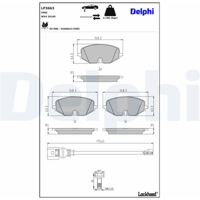Remblokset DELPHI LP3663, voor