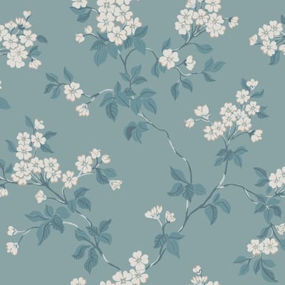Duro Vliesbehang 679-03 - Blommor & Blad - Botanisch Blauw - 53cm x 10.05m