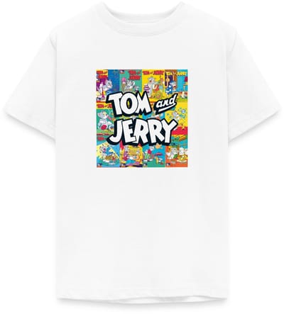Tom And Jerry Logo Met Vintage Cover Collage T-Shirt Tiener