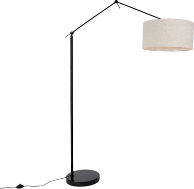 QAZQA editor stof - Design Vloerlamp | Staande Lamp met kap - 1 lichts - H 190.8 cm - Zwart - Woonkamer | Slaapkamer | Keuken