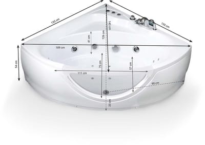 SPALINA - Whirlpool bad - Tasmanie white Jets, 135 x135 x54 cm, Wit