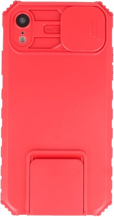 Premium Kwaliteit Anti Shock Hoesje - Back Cover - Camerawindow met Stand Functie - Geschikt voor iPhone XR - Rood