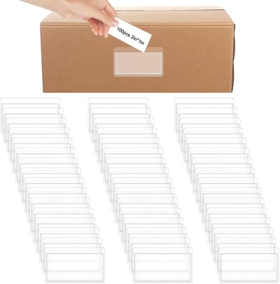 Dailygoods- Etikettenhouder 100 stuks - Zelfklevend - Waterdicht - PVC - Transparant - 4 × 6 centimeter - Labelzakjes