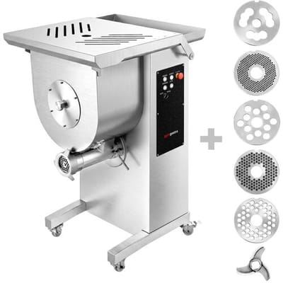 GGM Gastro 2-in-1 Elektrischer Fleischwolf - Größe 32 - mit Fleischmischer - 800-1000kg/h - Kapazität: 42 Liter/30 kg - 3 kW