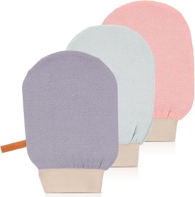 Exfoliatiehandschoenen set van 3 voor effectieve lichaamspeeling, massage en scrubsessies, ideaal voor een gezonde huid