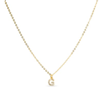 Luxeketting met glanzende zirkonia 18k goud afwerking - Alfabet