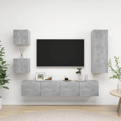 vidaXL - 5-delige - Tv-meubelset - bewerkt - hout - betongrijs