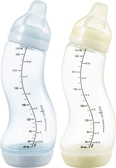 Difrax Natural S-babyfles - 250 ml - Anti Koliek - Blauw & Creme - 1 Stuk