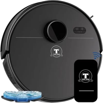 TONIHOMI® M30 - Robotstofzuiger met dweilfunctie - Robotstofzuiger met laadstation - LDS Laser navigatie - Robotstofzuiger huisdieren - Dweilrobot - Robotstofzuiger met app - Zwart