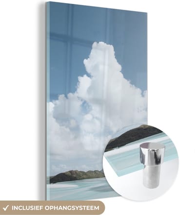 ® Glasschilderij 120x180 cm - Schilderij acrylglas - Prachtige lucht bevindt zich boven de Whitsundayeilanden in Australië - Foto op glas - Muurdecoratie woonkamer - Wanddecoratie slaapkamer - Schilderijen