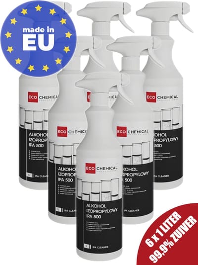 Isopropyl Alcohol 99% Zuiver - 6 x 1 Liter - Verstuiver Desinfectie Spray - MADE IN EU - IPA - Isopropanol - Ruitenreiniger - Allesreiniger