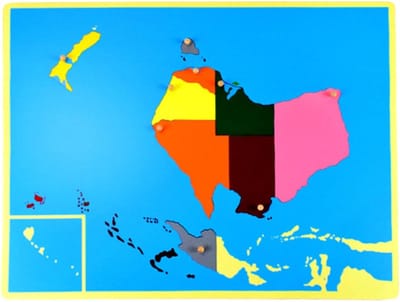 Houten Puzzel - Wereldkaart Puzzel - Geografie Leren - Educatief Speelgoed - 56 x 40 cm - Australië