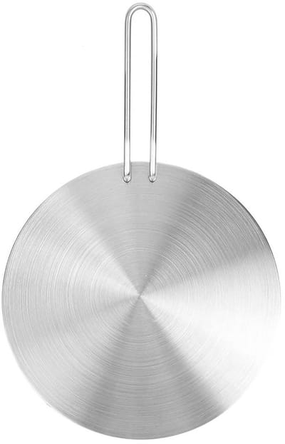 Dailygoods - Inductie-adapter - universele inductieplaat - warmteverdelingsplaat van roestvrij staal - 24 cm - inductie-diffuser met handgreep - gesch...