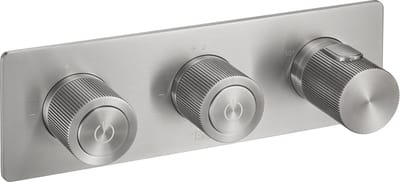Ben Engraved Line thermostaat afbouwdeel met omstelrichting RVS-look