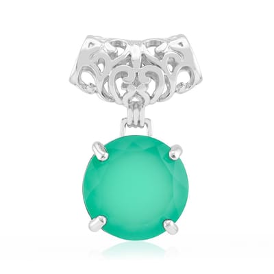 Cavill - Zilveren hanger - 925 sterling zilver - Groene agaat 5,625 ct - Ronde agaat steen - Elegante sieraden dames zilver