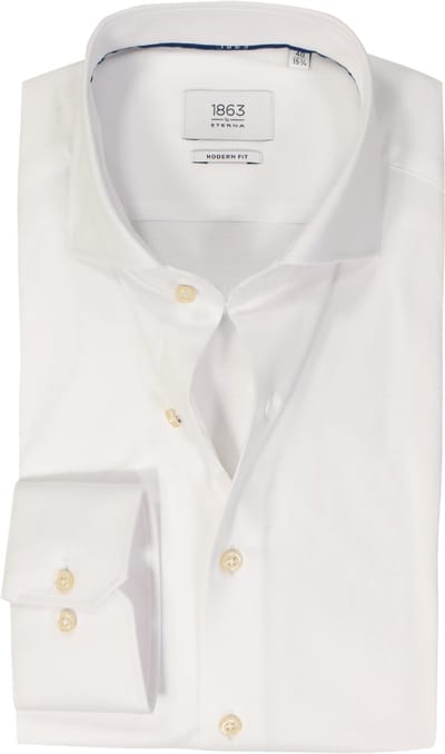 ETERNA modern fit overhemd - jersey heren overhemd - wit - Strijkvriendelijk - Boordmaat: 42 (EU maat: L)