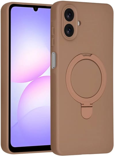 Backcover Hoesje Geschikt voor: Samsung Galaxy A07 Volledig Dekkende Schokbestendige Siliconen Backcover met Ringstandaard – 360° Bescherming - Desert Brown