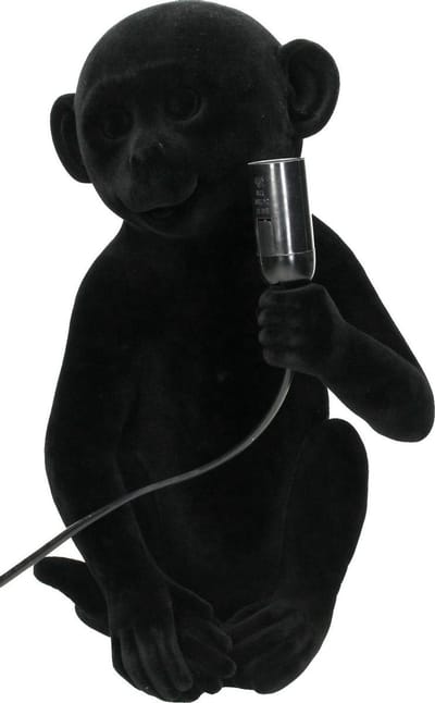 Lamp aap zwart - tafellamp monkey - apen - brio tafellamp polyresin - allerlaatste - cadeau idee - kerst kado - color black