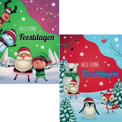20 Luxe Gevouwen Kerstkaarten Met Enveloppen  - Met Stans en Folie - Design 1