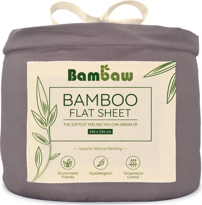 Bambaw Luxe Bamboe Lakens 240x290cm – Ultra ademende stof – Beddengoed – Hypoallergeen - Donkergrijs