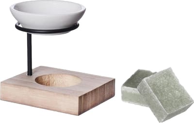 Ideas4seasons Amberblokjes/geurblokjes cadeauset - eucalyptus geur - inclusief geurbrander