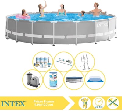 Intex Prism Frame Zwembad - Opzetzwembad - 549x122 cm - Inclusief Onderhoudspakket, Filter en Stofzuiger