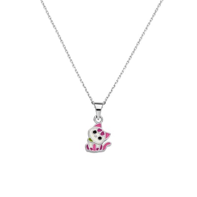 zilver gerhodineerd collier poes 36 + 4 cm 1337261