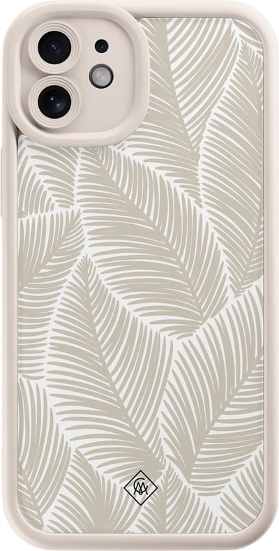 Casimoda® hoesje - Geschikt voor iPhone 11 - Palmy Leaves Beige - Effen telefoonhoesje met lensbescherming - Siliconen/TPU - Backcover - Bruin/beige